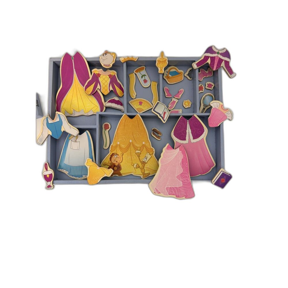 Melissa & Doug Disney Belle Magnetic Dress Up Wooden Doll Beauty Beast #5790